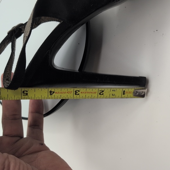 Pelle Moda| Black Sequin Peep Toe Stiletto Heels With Multicolored Stone Focus - Picture 15 of 15